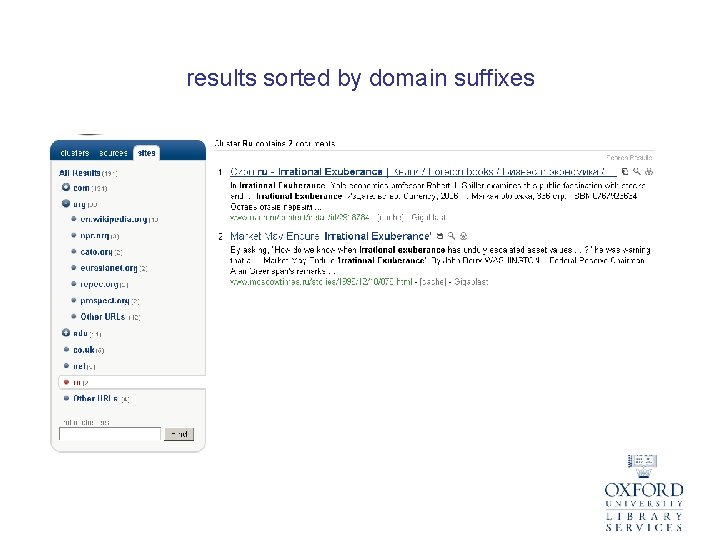 results sorted by domain suffixes 