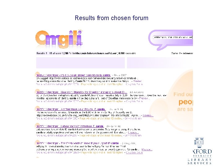 Results from chosen forum 