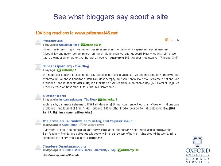 See what bloggers say about a site 