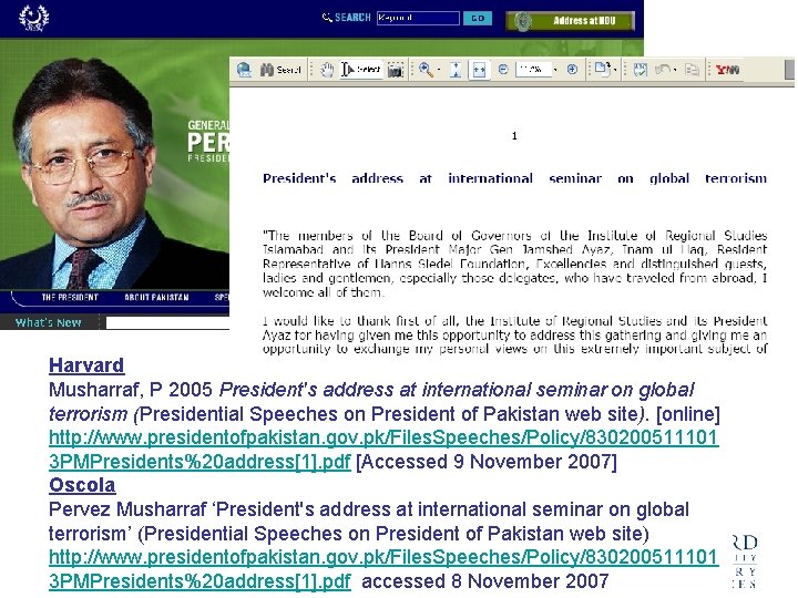 Harvard Musharraf, P 2005 President's address at international seminar on global terrorism (Presidential Speeches