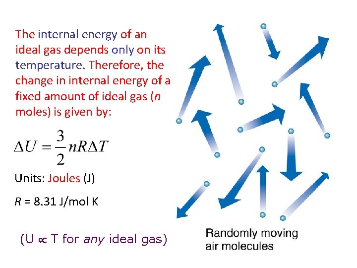 The internal energy of an ideal gas depends only on its temperature. Therefore, the