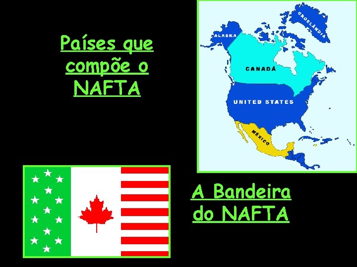 Países que compõe o NAFTA A Bandeira do NAFTA 