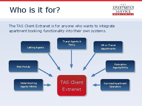 Who is it for? The TAS Client Extranet is for anyone who wants to