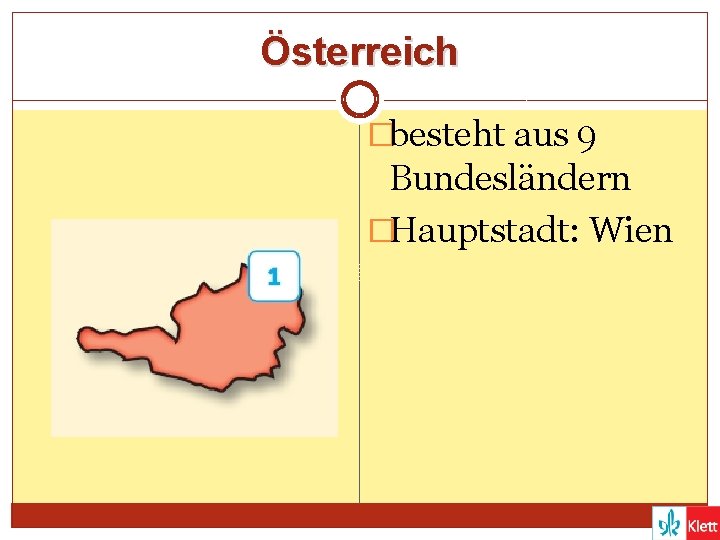 Österreich �besteht aus 9 Bundesländern �Hauptstadt: Wien 