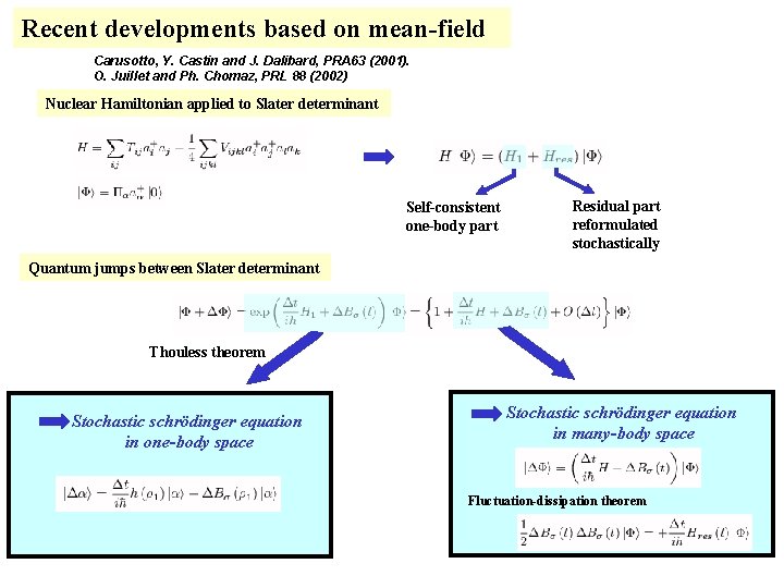 Recent developments based on mean-field Carusotto, Y. Castin and J. Dalibard, PRA 63 (2001).