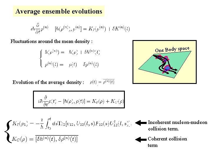 Average ensemble evolutions Fluctuations around the mean density : e One Body spac Evolution