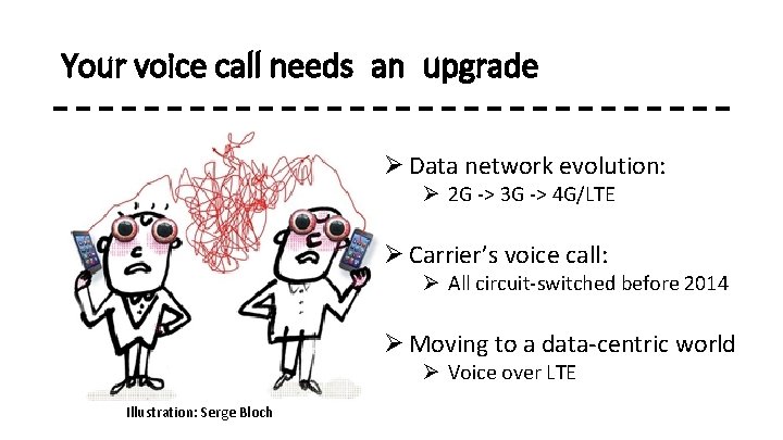 Your voice call needs an upgrade Ø Data network evolution: Ø 2 G ->