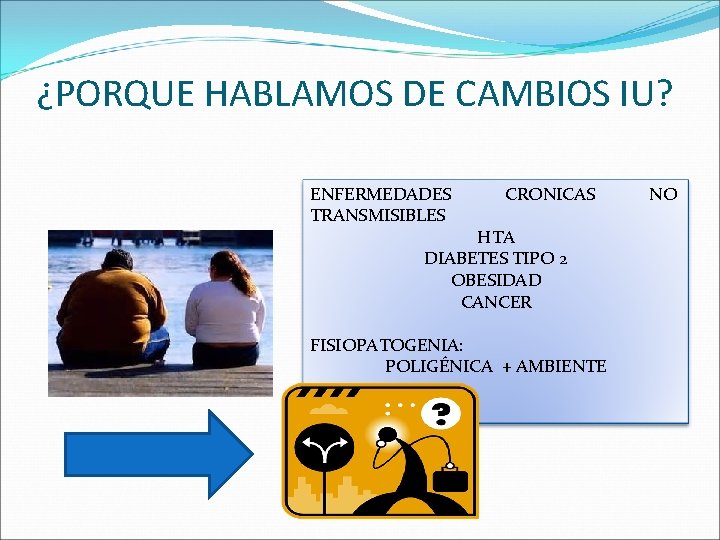 ¿PORQUE HABLAMOS DE CAMBIOS IU? ENFERMEDADES TRANSMISIBLES CRONICAS HTA DIABETES TIPO 2 OBESIDAD CANCER