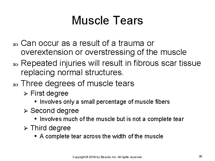 Muscle Tears Can occur as a result of a trauma or overextension or overstressing