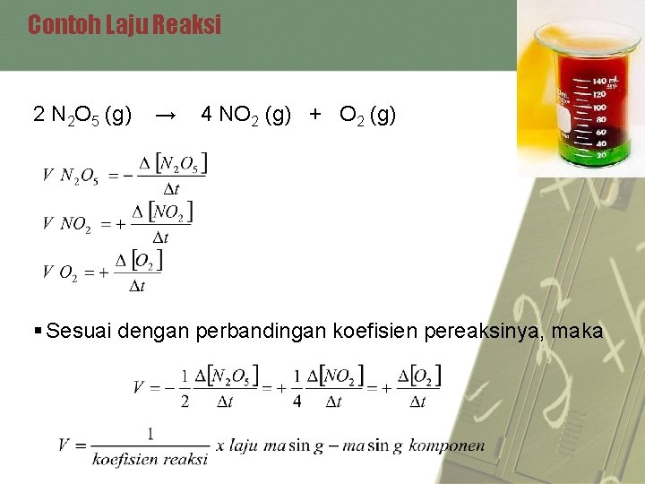 Contoh Laju Reaksi 2 N 2 O 5 (g) → 4 NO 2 (g)