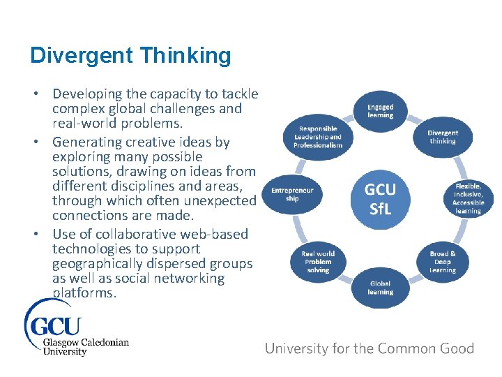 Divergent Thinking • Developing the capacity to tackle complex global challenges and real-world problems.