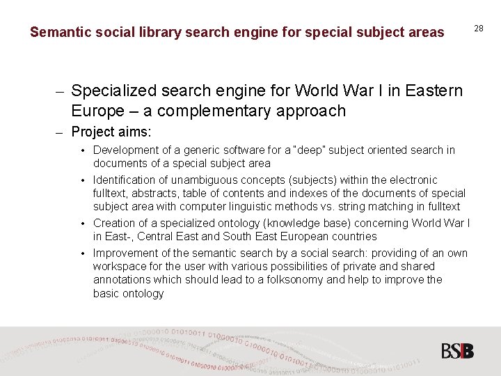 Semantic social library search engine for special subject areas – Specialized search engine for