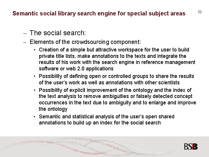 Semantic social library search engine for special subject areas – The social search: –