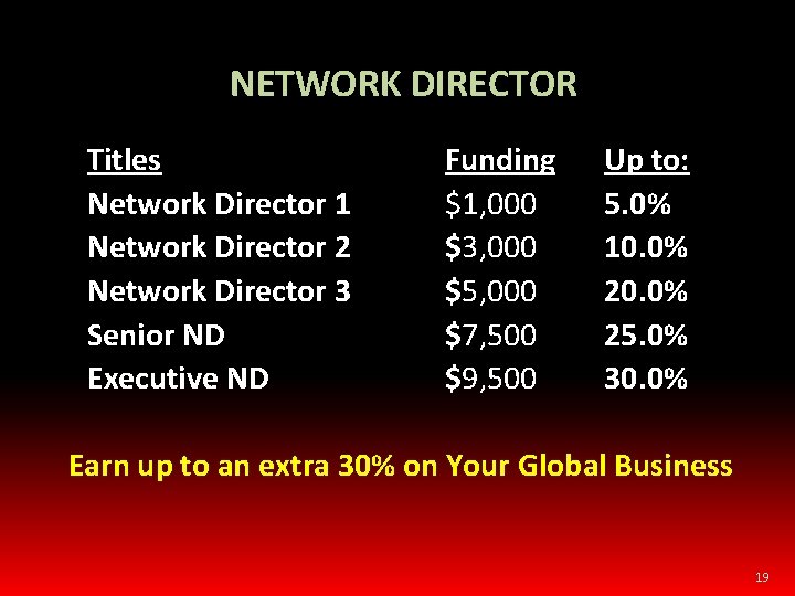 NETWORK DIRECTOR Titles Network Director 1 Network Director 2 Network Director 3 Senior ND
