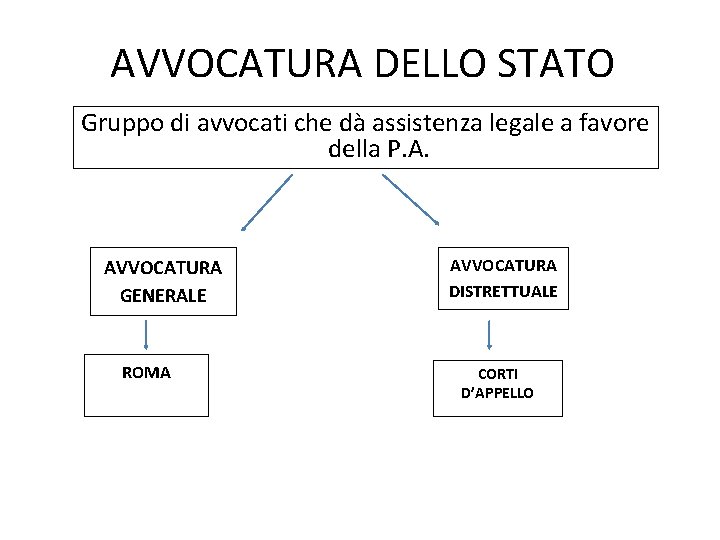 AVVOCATURA DELLO STATO Gruppo di avvocati che dà assistenza legale a favore della P.