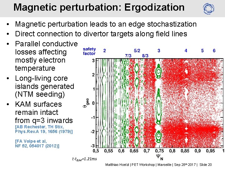 Magnetic perturbation: Ergodization • Magnetic perturbation leads to an edge stochastization • Direct connection
