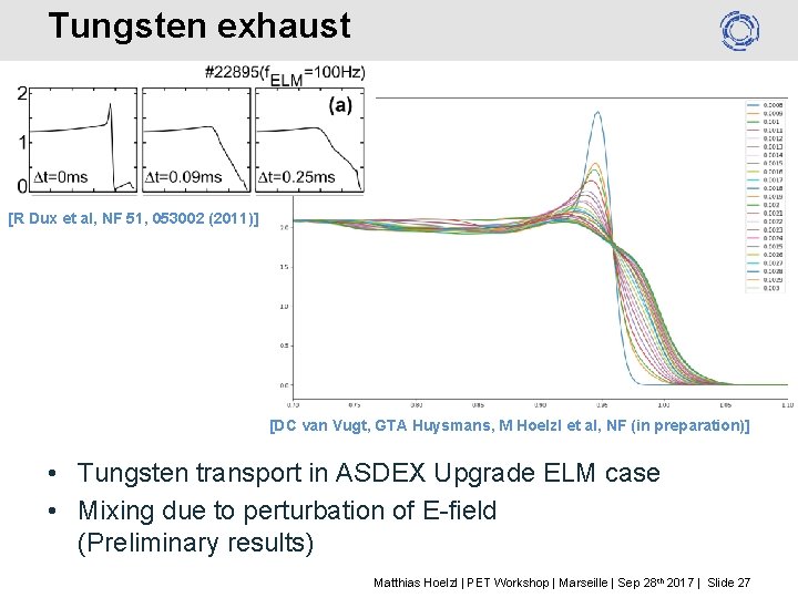 Tungsten exhaust [R Dux et al, NF 51, 053002 (2011)] [DC van Vugt, GTA