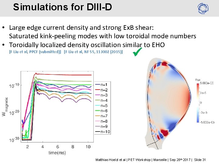 Simulations for DIII-D • Large edge current density and strong Ex. B shear: Saturated