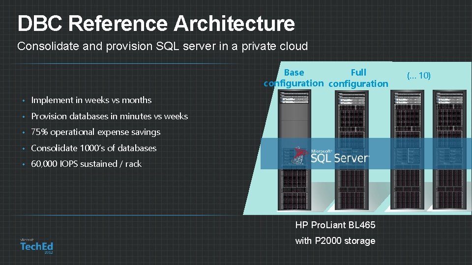 DBC Reference Architecture Consolidate and provision SQL server in a private cloud Base Full