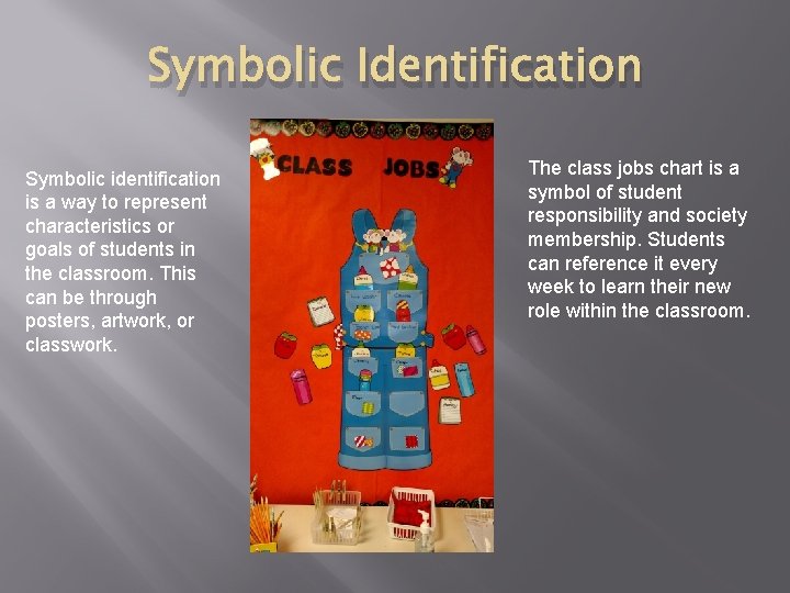 Symbolic Identification Symbolic identification is a way to represent characteristics or goals of students