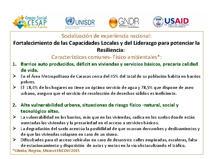 Socialización de experiencia nacional: Fortalecimiento de las Capacidades Locales y del Liderazgo para potenciar