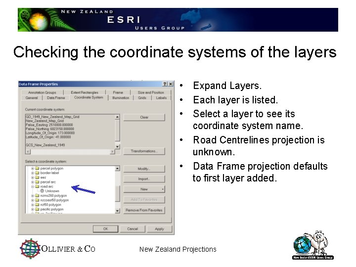 Checking the coordinate systems of the layers • Expand Layers. • Each layer is