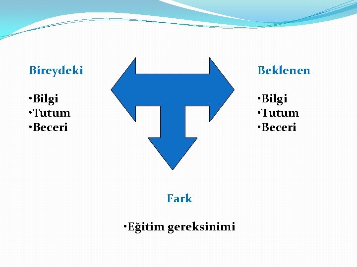 Bireydeki Beklenen • Bilgi • Tutum • Beceri Fark • Eğitim gereksinimi 