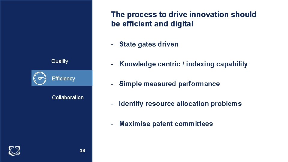 The process to drive innovation should be efficient and digital - State gates driven