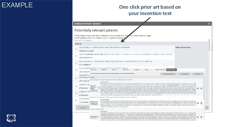 EXAMPLE One click prior art based on your invention text 