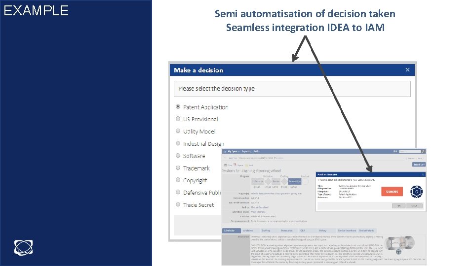 EXAMPLE Semi automatisation of decision taken Seamless integration IDEA to IAM 