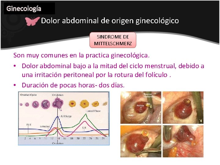 Ginecología Dolor abdominal de origen ginecológico SINDROME DE MITTELSCHMERZ Son muy comunes en la
