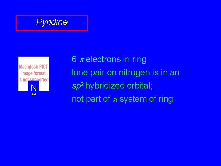 Pyridine 6 p electrons in ring lone pair on nitrogen is in an N