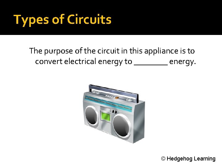 Types of Circuits The purpose of the circuit in this appliance is to convert