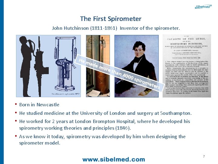 The First Spirometer John Hutchinson (1811 -1861) Inventor of the spirometer. He m ade