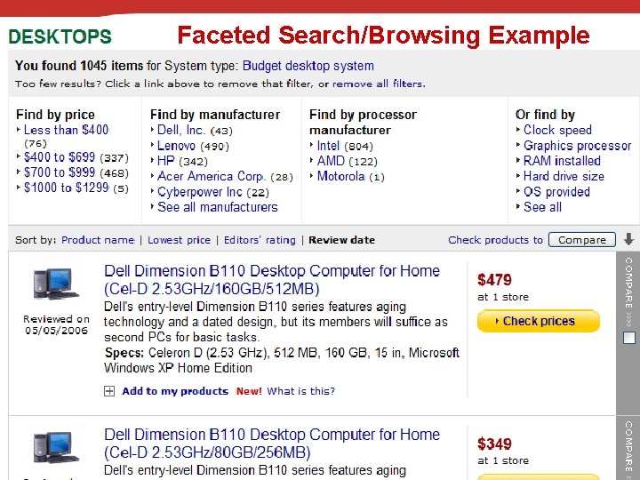 Faceted Search/Browsing Example 11 
