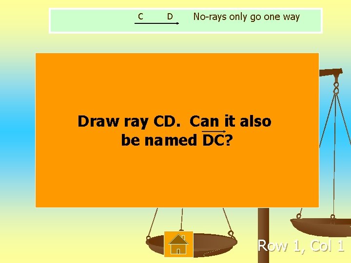 C D No-rays only go one way Draw ray CD. Can it also be
