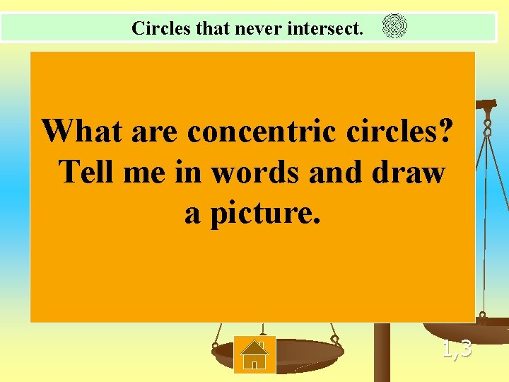 Circles that never intersect. What are concentric circles? Tell me in words and draw