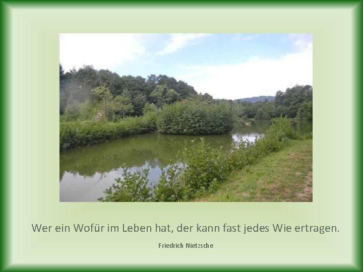 Wer ein Wofür im Leben hat, der kann fast jedes Wie ertragen. Friedrich Nietzsche