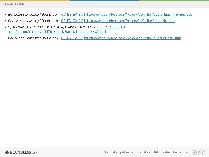 Special Senses • Boundless Learning. "Boundless. " CC BY-SA 3. 0 http: //www. boundless.