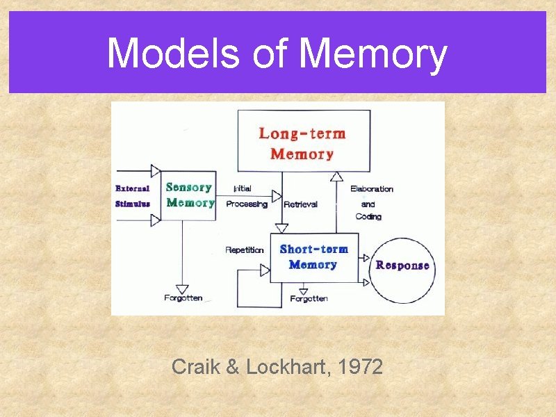 Models of Memory Craik & Lockhart, 1972 