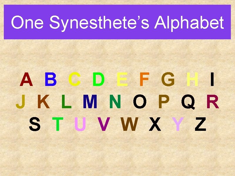 One Synesthete’s Alphabet A B C D E F G H I J K