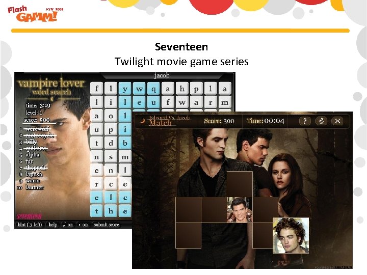 Seventeen Twilight movie game series 