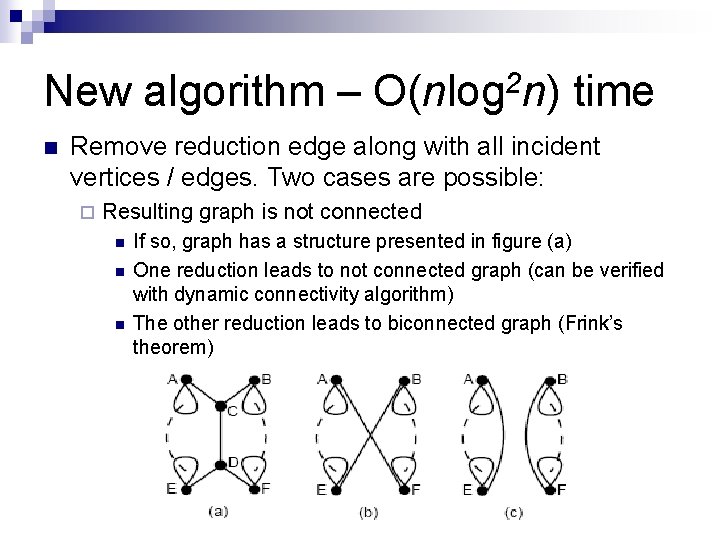 New algorithm – O(nlog 2 n) time n Remove reduction edge along with all