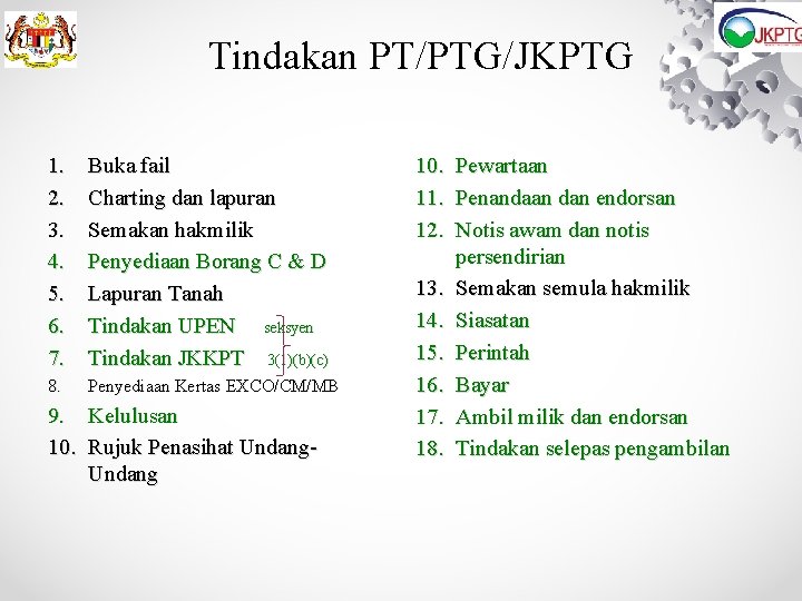 Tindakan PT/PTG/JKPTG 1. 2. 3. 4. 5. 6. 7. Buka fail Charting dan lapuran