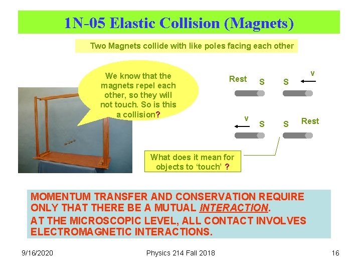 1 N-05 Elastic Collision (Magnets) Two Magnets collide with like poles facing each other