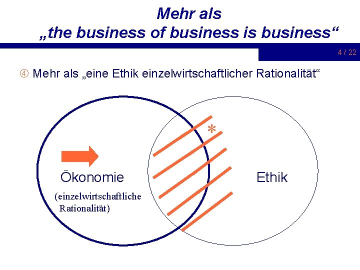 Mehr als „the business of business is business“ 4 / 22 Mehr als „eine