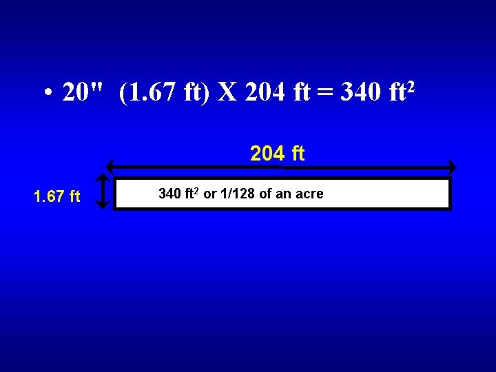  • 20" (1. 67 ft) X 204 ft = 340 ft 2 204
