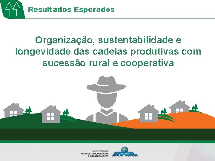 Resultados Esperados Organização, sustentabilidade e longevidade das cadeias produtivas com sucessão rural e cooperativa