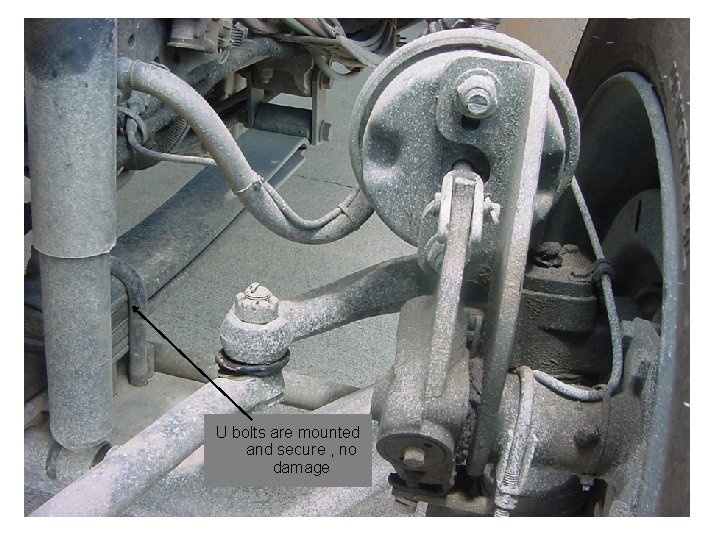 U bolts are mounted and secure , no damage 