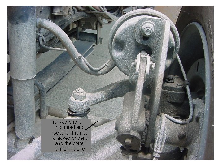 Tie Rod end is mounted and secure, it is not cracked or bent and